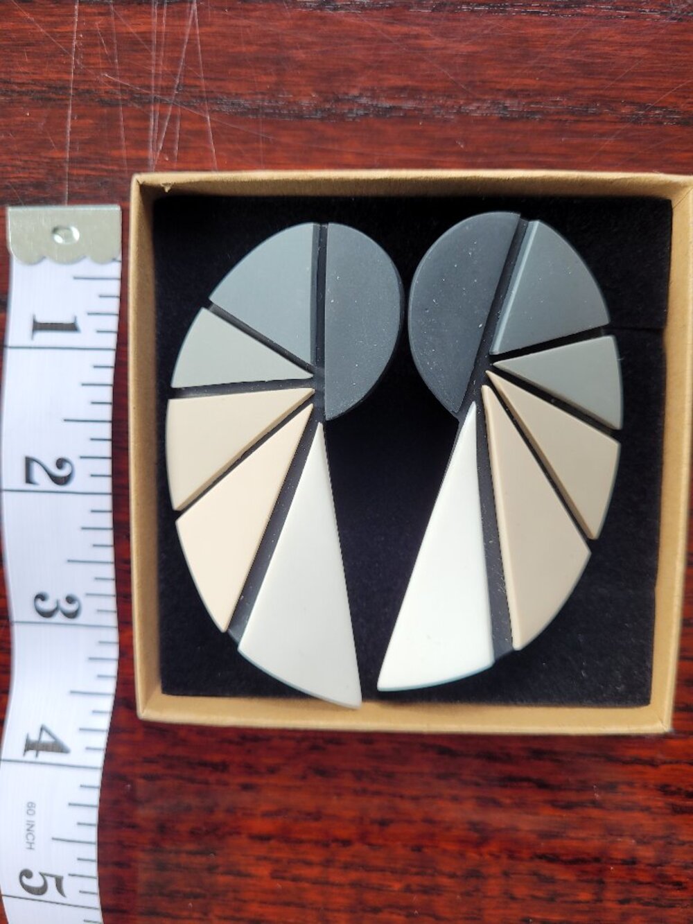 Geometric clay earrings from Portugal